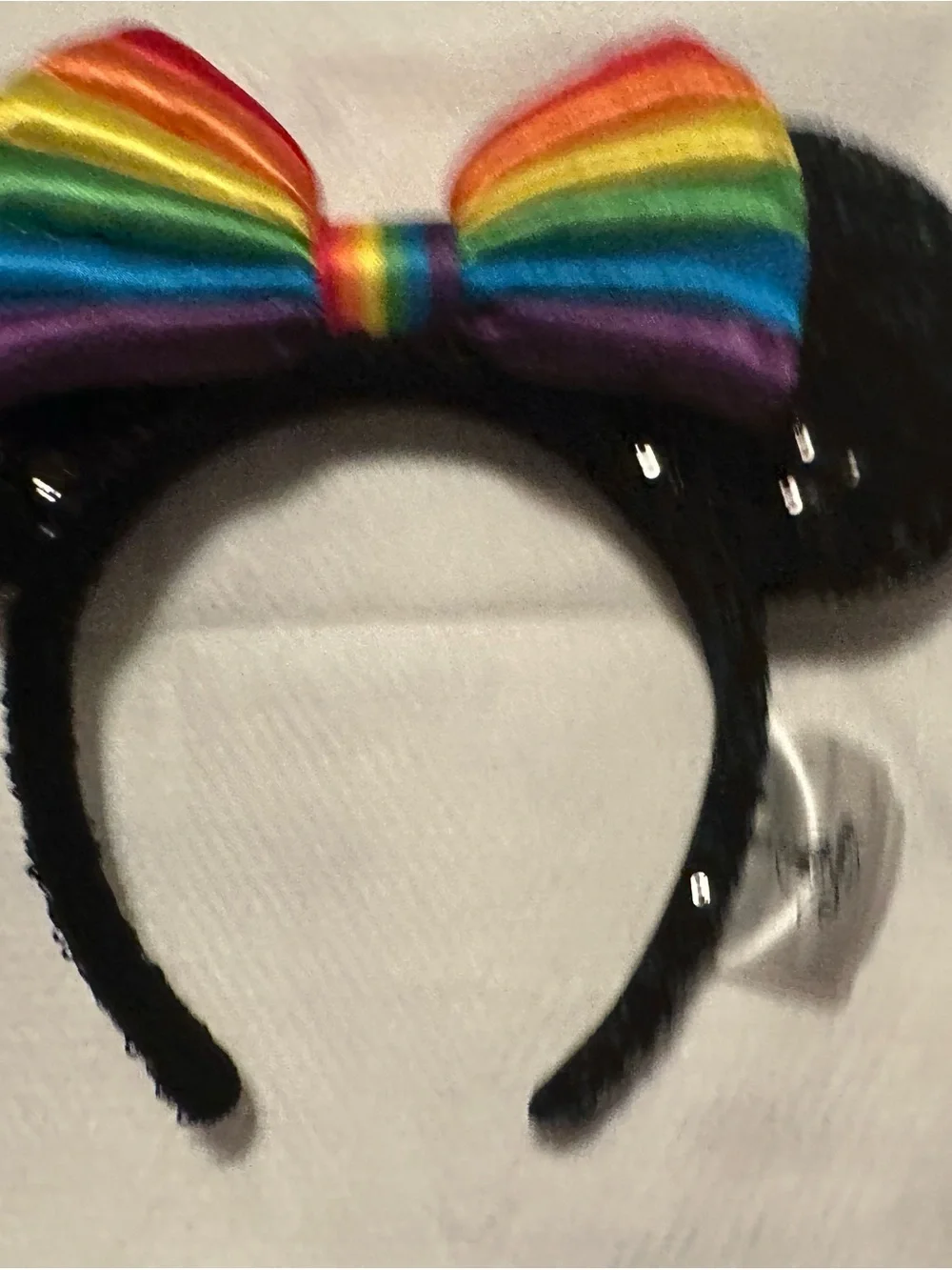 Disney Rainbow Bow Black Sequin Ears Headband